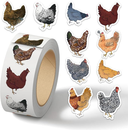 500Pcs Waterproof Chicken Stickers, Cute Vinyl Decals for Water Bottles, Phones, Laptops, Hydro Flasks, Teens Boys Girls School DIY Crafts, Durable Aesthetic Stickers