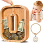 SummiDate Wooden Letter Piggy Bank| Piggy Bank for Boys Girls Toddler| Alphabet O Money Bank| Coin Bank Birthday Gift for Kids|Birthday Gift for Kids (O)