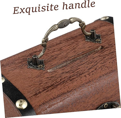Toyvian Box Treasure Chest Money Safe for Cash Saving for Adults Wooden Treasure Vintage Wooden Trunk Piggy Bank Organizer with Lock Jewlery Kids Toys Craft Boy Miss Metal Wedding Necklace