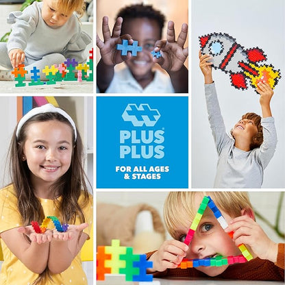 Plus Plus 240 Piece Interlocking Building Blocks for Kids, Open Ended Connecting Toys, Stem Bin Classroom Mini Manipulatives - Glow in Dark Play Tube