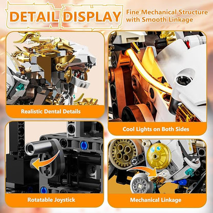 Mechanical Lion Building Sets, Movable Animal with Display Stand Adults Home or Office Decor STEM Building Blocks Toy Gifts for Teens Boys Ages 12 13 14 (1073PCS)