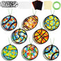 32 Sets Sports Ball Suncatchers Craft Kit DIY Window Stained Glass Effect Football Baseball Basketball Paper Craft Home School Classroom Decoration Kid Birthday Gift Creative Art Project Activity Game