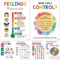10 Mental Health Posters For Kids (10"x14") Therapy Office Decor, Feeling Wheel Poster, What Can I Control, Emotions Chart Kids Inspirational Wall Art, Classroom School Counselor Psychologist Decor