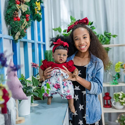 HOOMAI Lifelike Reborn Baby Dolls with Soft Body African American Realistic Girl Doll 22.8 Inch Best Birthday Gift Set