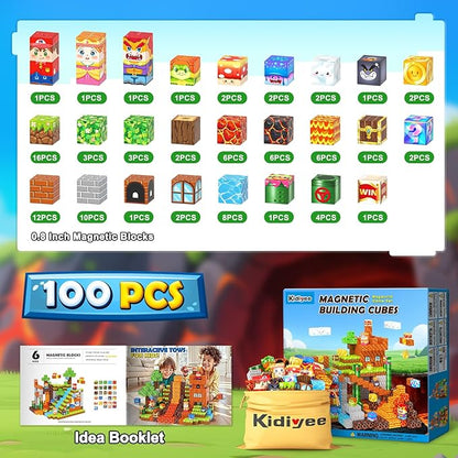 Magnetic Blocks Building Toys, Mine Magnet World Game Set for Kids Ages 4-8 5-7 6-8, STEM Sensory Magnetic Toys for Toddlers, Gift for 3+ Year Old Boys Girls