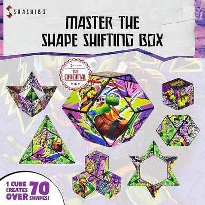 SHASHIBO Teenage Mutant Ninja Turtles Shape Shifting Box - STEM Magnetic Fidget Cube That Transforms Into Over 70 Shapes, Download Fun in Motion Toys Mobile App (Donnie)