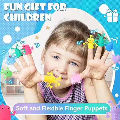 80 PCS Finger Puppets Toys Cute Monster Finger Puppets Soft Rubber Stretchy Fidget Doll Toys for Role Playing Birthday Kids Party Favors, 14 Random Styles