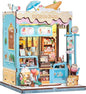 Cutefun Book Nook Kit - DIY Miniature Dollhouse Kit for Adults and Teens, Ice Cream Shop Mini House Building Kit with LED Bookshelf Insert Decor Creative Gifts (Bella's Ice Cream)