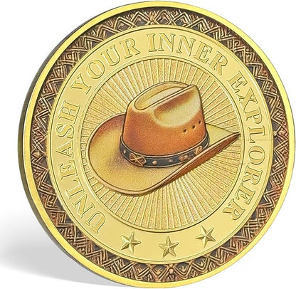 AtSKnSK Memento Mori Coin Momento Mori Coin Skull Coin Stoic Gifts Memento Mori Calendar Living Memento Mori Amor Fati Coin (Cowboy Skeleton)