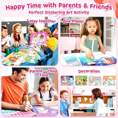 Insnug Dot Sticker Art Kit Activity - Dot It Unicorns & Princesses, No Mess Sticker Art for Toddlers 4-8, DIY Dot Stickers for Kids, Stickers Crafts Valentine Gifts for Boys & Girls Ages 3 4 5 6 7 8+