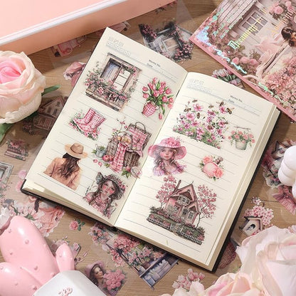 Scrapbooking Stickers 20 Sheets Pre-Cut 120 Pet Stickers People Sticker Books for journaling Scrapbook Supplies Girls Transparent Sticker