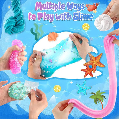 LAWOHO 6 Pack Slimes, Pink & Blue Slime Kit for Kids Ages 4-12 with Cloud, Butter & Water Slime, Non-Sticky Soft Sensory Toys, Slime Party Favors, Goodie Bag Stuffers for Girls & Boys Birthday Gifts