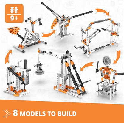 Engino- STEM Toys, Mechanics Cams & Cranks, Engineering Kit for Kids 9+, Learning & Education Set, Gifts for Boys & Girls, STEM Building Toys (8 Model Options)