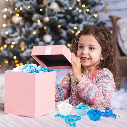 EZdhuawuse Winter Fine Motor Toys - 270Pcs Christmas Counting Sorting Sensory Bin Filler Set for Kids Winter Counting Toy with Felt Snowflakes Pom Poms Cup Clip for Preschool Education Activities