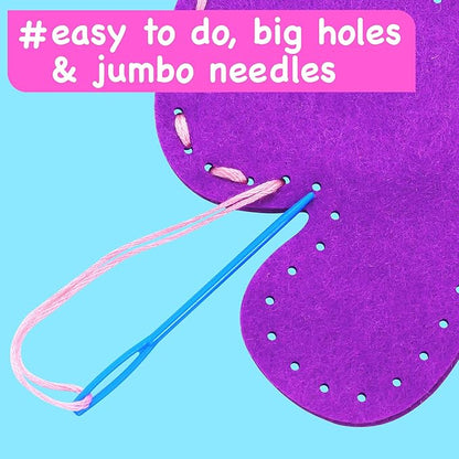 EZCRA Easy Arts and Crafts for Kids - No Mess Sewing Kit for Kids - 4 Easy to Do Unicorn Sewing Projects - Fun Felt Stickers - Tools with Instruction - Gifts for Girls Age 4,5,6,7,8
