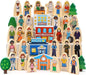 Atoylink 36Pcs Wooden Community Helpers Pretend Play Toys for Kids 3 4 5 6 Year Old, Wooden People Figures Blocks Occupations Dress up Toddlers Preschool Learning Toys Boys Girls Birthday Gifts