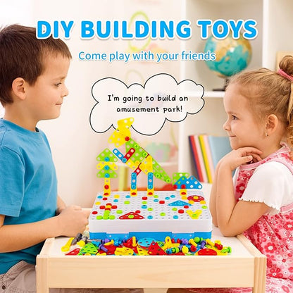 STEM Building Toys for Kids Ages 4-8 | 224-Piece STEM Drill & Build Kit with Screwdriver, Pegboard | Educational Toys for 5+ Year Old Boys Girls | Gift for Birthdays