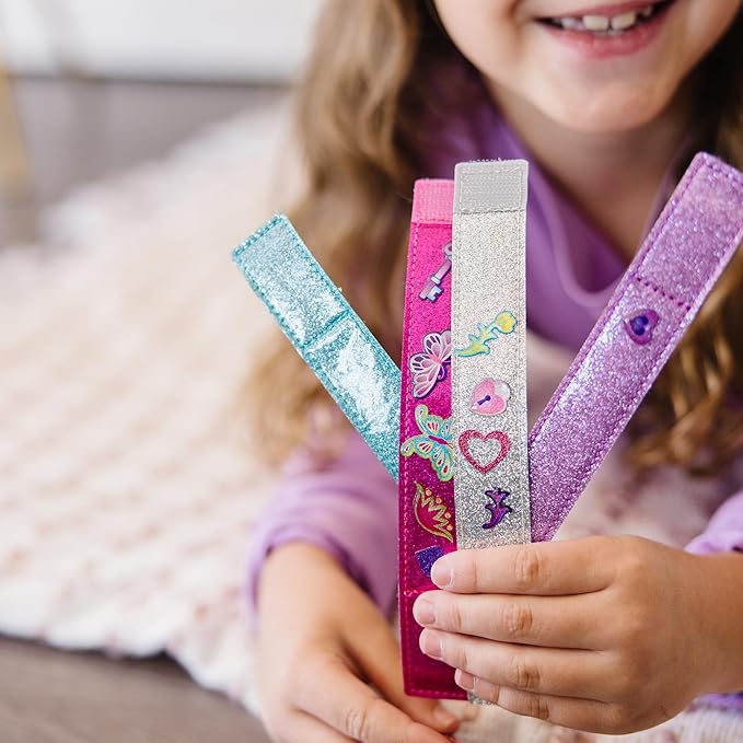 Melissa & Doug Design-Your-Own Bracelets with 100+ Sparkle Gem & Glitter Stickers, Kids Snap Bracelets, Stickers & Jewelry Crafts, Preschool Toys for Girls & Boys Ages 4+