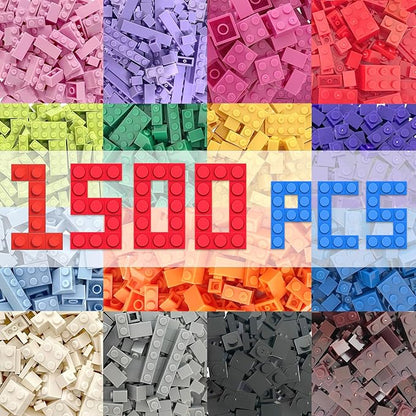1500 Pieces Classic Building Bricks in 15 Popular Colors and 12 Mixed Shapes, Creative Small Building Blocks Set Learning Educational Toy Gift for Kids, Compatible with All Major Brands