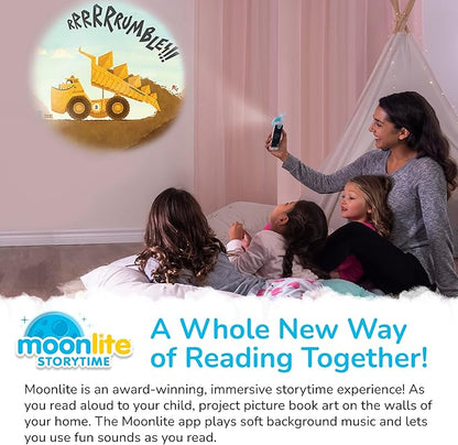 Moonlite Storytime Mini Projector with 4 Classic Stories, A Magical Way to Read, Digital Storybooks, Corduroy, Llama Llama, Diggersaurs, and The Little Engine That Could