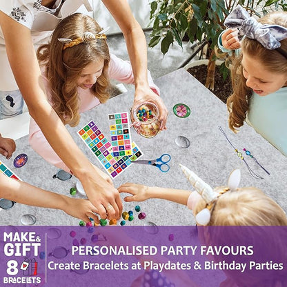 Chalk and Chuckles Bracelets Art and Crafts for Kids | DIY Bracelet Jewelry Kit for Kids Ages 7+ | Creative Gifts for Girls and Boys 7, 8, 9, 10, 11,12 Years | 8 Bracelets | Creative Art