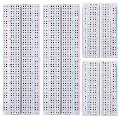 Breadboard Jumper Wires Kit 2Pcs 830 Breadboards +2PCS 400 Breadboards +130pcs Flexible Breadboard Jumper Wire +280pcs Jumper Cable+1pcs Tweezer for Arduino Raspberry Pi