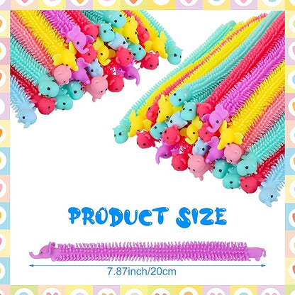 Chivao 100 Pack Bulk Stretchy String Fidget Toys Animal Sensory Toys for Kids and Adults Colorful Fidget Worm Stress Anxiety Relieve Party Favors Goodie Bag Fillers Birthday Gifts (Animal Style)