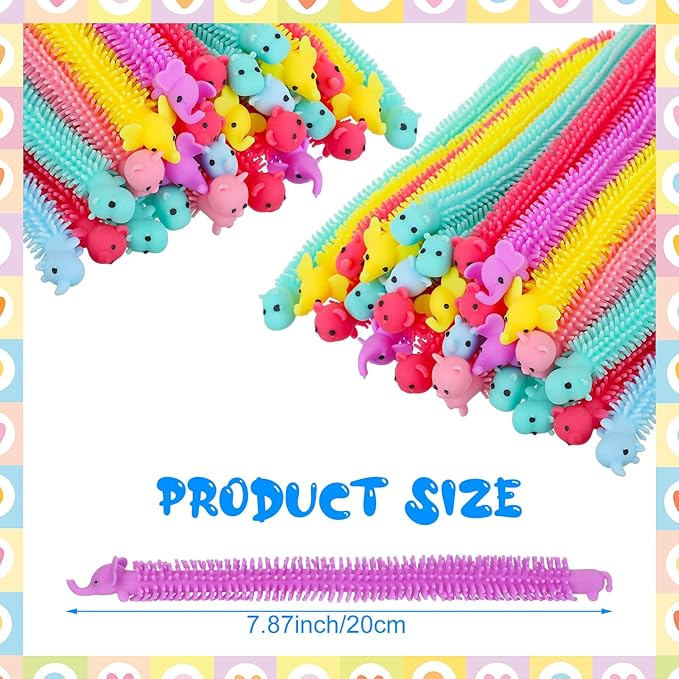 Chivao 50 Pack Bulk Stretchy String Fidget Toys Animal Sensory Toys for Kids and Adults Colorful Fidget Worm Stress Anxiety Relieve Party Favors Goodie Bag Fillers Birthday Gifts (Animal Style)