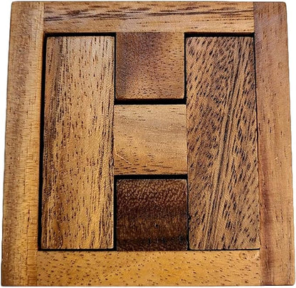 Haselgrove Box Wood Brain Teaser Puzzle - Can You Remove The Pieces?