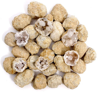 DANCING BEAR 25 Break Your Own Geodes, 90% Hollow, (Large 1.75-2.5") Crack Open & Discover Amazing Surprise Crystals Inside! Educational Info and Instructions Included, Fun Party Favors & Prizes