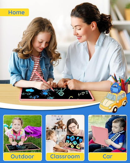 TEKFUN LCD Writing Tablet Doodle Board, 16 Inch Colorful Drawing Tablet Writing Pad,Toddler Toys for 3 4 5 6 7 8 9 Year Old Girls Boys Teen Adults,Birthday Gifts for Kids (Pink)