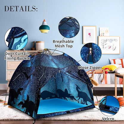 Kids Play Tent Lucky Castle Playhouse for Boys and Girls Easy Fun Dome Tent Camping Playground Pop Up Tent for Kids Indoor and Outdoor Imaginative Play Perfect Kid's Gift (Black Dinosaur)