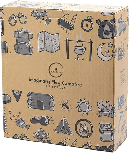 Pretend Campfire - Sensory Play Pretend Camping Set for Kids with Plush Fire, Logs and Stones - 17 Pieces - Safe, Soft, Fake Fire Pit - Felt Toy Campfire Playset for Kids