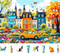 Colorful City Street Jigsaw Puzzles for Adults 500 Pieces Spring Vintage Car and Flower Garden Scene Puzzle Family Challenging Funny Puzzle Perfect for Game Nights(21"x15")