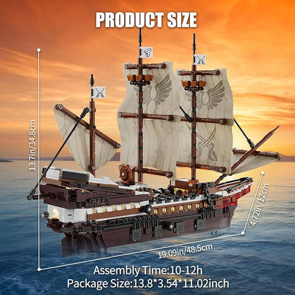 TYCOLE Pirate Ship Building Set with Lights - Mayflower Ship Model Toy,Great Home&Office Decoration for Pirates Fans,Idea Choice for Adults and Boys Aged 8-14 as Birthday, Christmas Gifts(2076PCS)