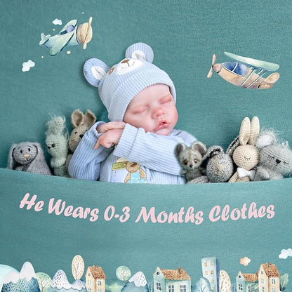 Aori Reborn Baby Dolls Boy - 18 Inch Realistic Sleeping Newborn Doll Soft Cloth Body Handmade Lifelike Baby Doll with Outfit Set - Weighted Baby Boy for Role Play, Gift for Kids 3+