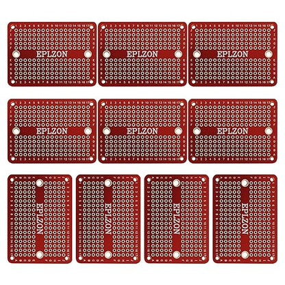 Solderable Breadboard Mini PCB Board Gold-Plated Solder Breadboard for DIY Electronics Projects Apply to Soldering Projects 2.0"x1.5" Mixed Color(Pack of 10 Pcs,RED)