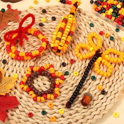 XIANNVXI 10Colours Fall Pony Letter Beads Set Friendship Bracelet Making Kit 500pcs Red Orange Yellow Green Brown Pony Beads Bulk