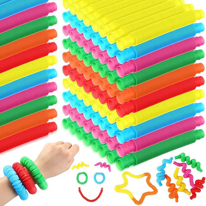 Jerify 300 Pcs Pop Tubes Sensory Toys Party Favors for Kid Fidget Toy Sensory Learning Tubes for Anxiety Goodie Bag Stuffers School Classroom Prizes Gift Adults Stress Relief Birthday Halloween Party