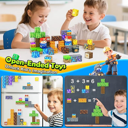 Magnetic Blocks Travel Toys with Metal Tin Travel Essentials STEM Learning Outdoor Building Kids Toddler Toys & Birthday Gifts for Boys Girls Ages 3+