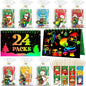 24 Pack Christmas Scratch Art Party Favors for Kids - Rainbow Scratch Paper with Christmas Scratch Off Cards Easter Birthday Goodie Bags Stuffers - Winter Holiday Gifts DIY Classroom Prizes