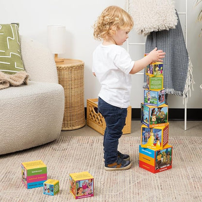 Upbounders® Stacking & Nesting Blocks | FSC®-Certified Educational Toy for Toddlers 2+ | Montessori-Inspired Learning Toy with Career-Themed Illustrations | Develops Fine Motor & Cognitive Skills