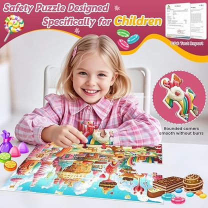 100 Piece Puzzles for Kids Ages 4-8,Kids Puzzles Ages 4-6 6-8 8-10 Dessert Cartoon Puzzle 100 Piece for 4 6 8 Years Old Jigsaw Puzzles for Adults Toddler Children Seniors Toys Puzzle Games Gift
