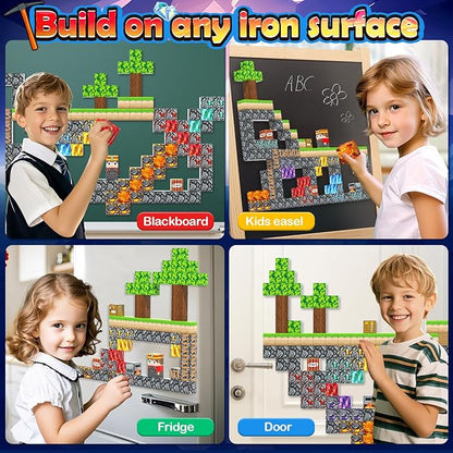 100PCS Magnetic Blocks Building Toys, Gem Cave Adventure Building Craft, Learning Sensory Toys for Boys Girls Age 3-12, Game Gift for Kids Little Gamers (0.8 inch)