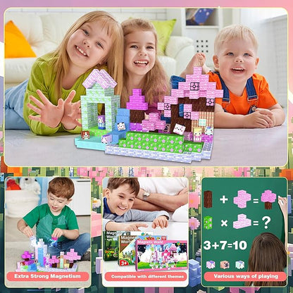 Magnetic Blocks丨150PCS Magnetic Building Blocks for Kids Ages 4-8 丨STEM Sensory Construction Stacking Travel Toys with Magnatiles Cubes Gifts for Boys Girls 3 4 5 6 7 8-12 Years