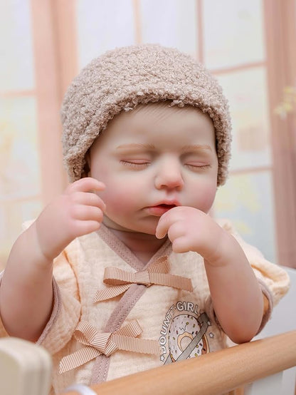 Reborn Baby Dolls – 20 Inch Real Baby Dolls That Look Real, Full Body Vinyl Girl Doll in Beige Outfit with Accessories, Gift for Girls Ages 3+, Pretend Play & Collectors