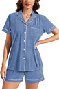 SWOMOG Womens Button Down Pajamas Set Short Sleeve Sleepwear Bride Soft Pj Lounge Sets XS-3XL