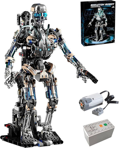 Mechanical Skeleton Robot Building Block Toy 692+Pieces Twistable Body and Poseable Design can be Driven by Hand or Motor Creative STEM Toy for Kids and Adults