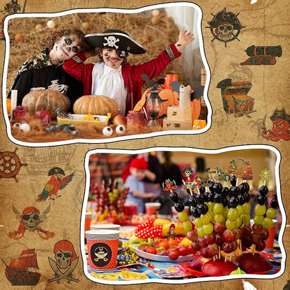Landhoow 240 Pcs Pirate Tattoos Temporary for Kids Glitter Face Tattoos Cool Body Sticker Costume Accessory for Adults Boys Girls Party Favor