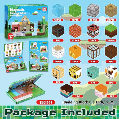 Magnetic Blocks - 150 PCS Build Magnetic Windmill Falls Homes - Magnetics Toys for Montessori Toddler Christmas Birthday Gifts - STEM Sensory Toys for 3 4 5 6 7 8 9 10 Year Old Boys & Girls